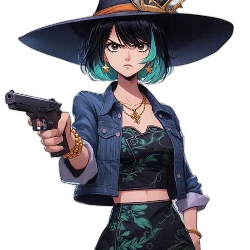 weapon, hat, staff, jacket transparent PNG cut-out