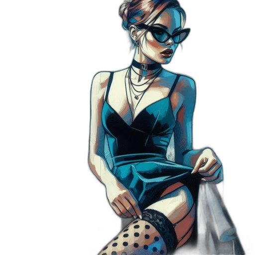 dress, jewelry, shoes, comic book art transparent PNG cut-out