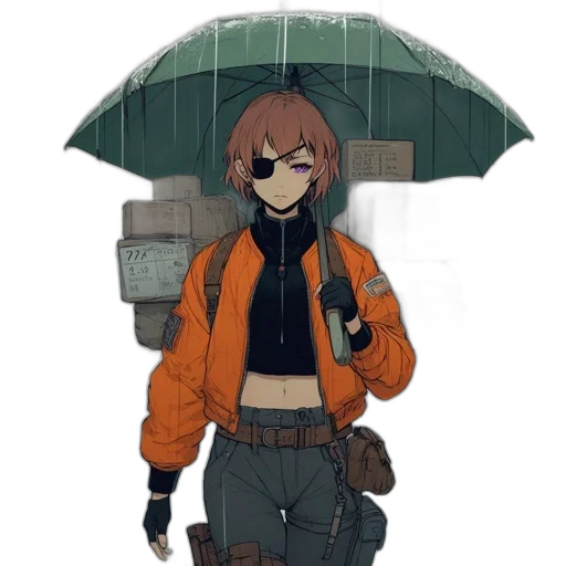 jacket, umbrella, weapon, staff transparent PNG cut-out