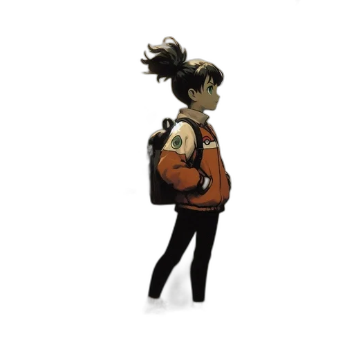 jacket, mask, staff, creature transparent PNG cut-out