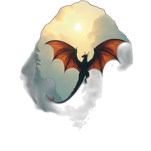 dragon, creature, mask, staff transparent PNG cut-out