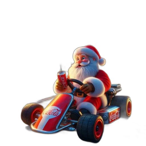 car, 3d render, santa, claus transparent PNG cut-out