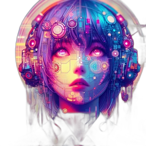 robot, face, mask, cyberpunk transparent PNG cut-out