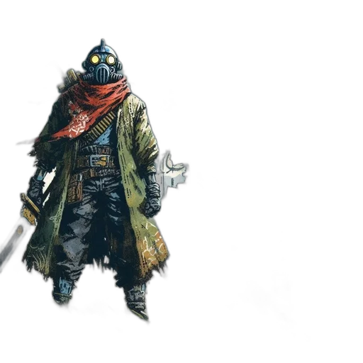 mask, staff, sword, jacket transparent PNG cut-out