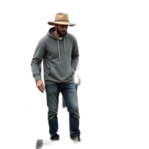 hat, jacket, staff, creature transparent PNG cut-out