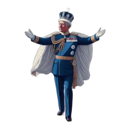 crown, staff, robot, jacket transparent PNG cut-out