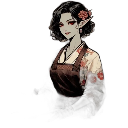 dress, staff, flower, face transparent PNG cut-out