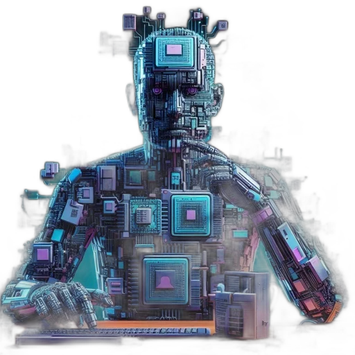 robot, cyberpunk, pixel art, concept art transparent PNG cut-out