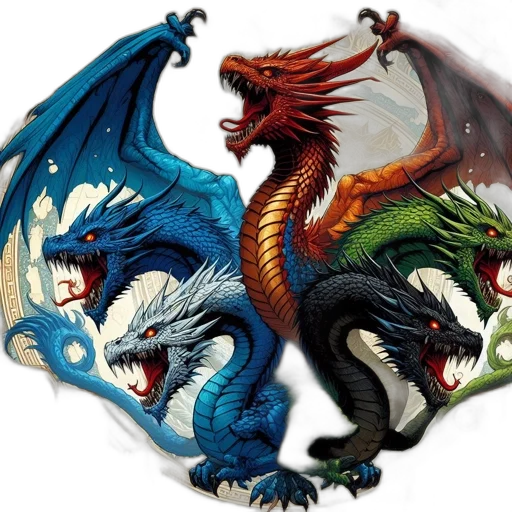 dragon, fantasy art, concept art, colorful transparent PNG cut-out
