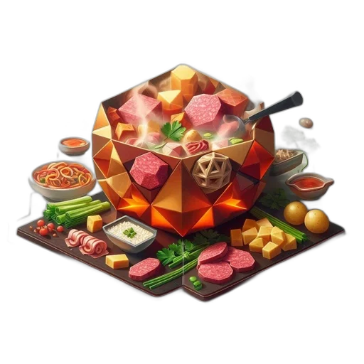 food, concept art, 3d render, pixel art transparent PNG cut-out