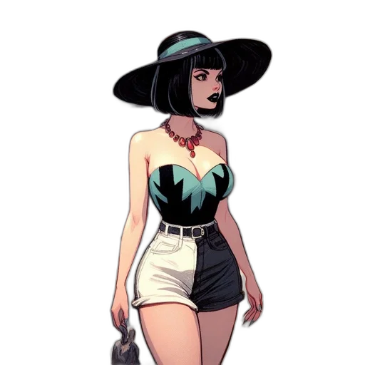 dress, hat, staff, weapon transparent PNG cut-out