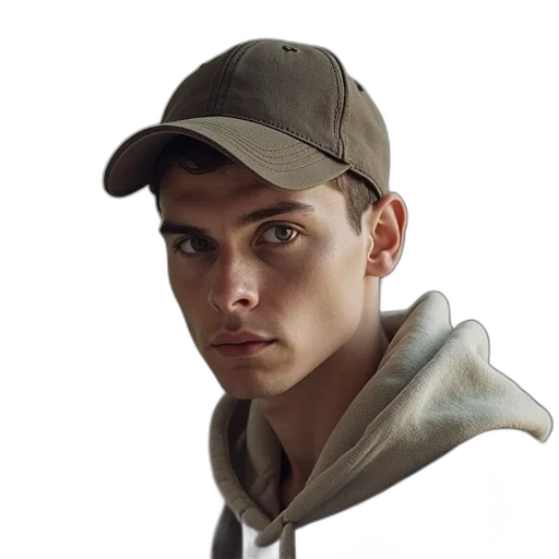 hat, jacket, face, staff transparent PNG cut-out