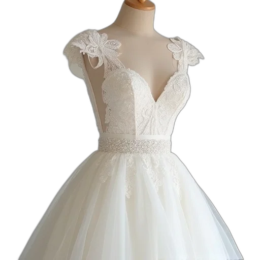dress, 3d render, white, lace transparent PNG cut-out