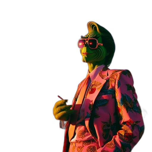 mask, jacket, creature, staff transparent PNG cut-out