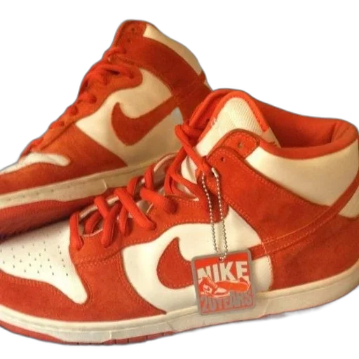 shoes, red, pair, orange transparent PNG cut-out