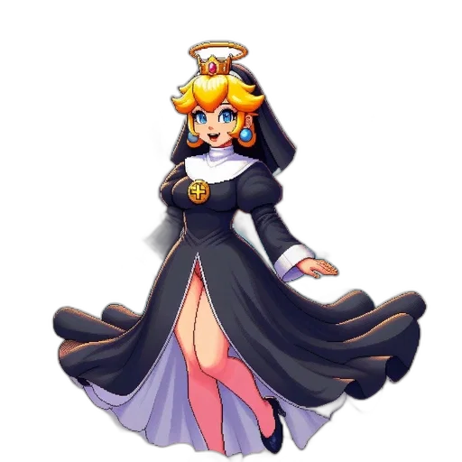 dress, crown, staff, pixel art transparent PNG cut-out