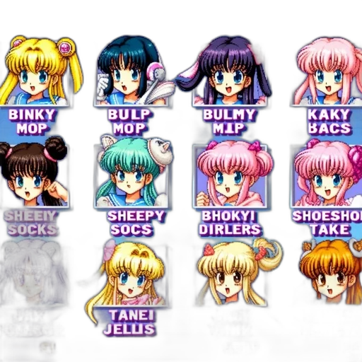anime, pixel art, vaporwave, characters transparent PNG cut-out