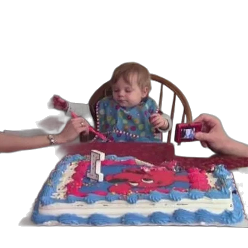 baby, sits, table, birthday transparent PNG cut-out