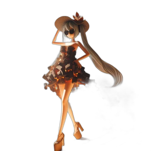 dress, staff, hair, concept art transparent PNG cut-out