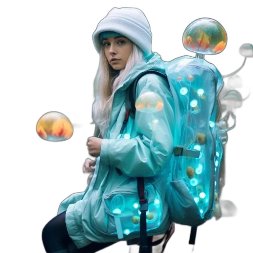 jacket, umbrella, concept art, cyberpunk transparent PNG cut-out