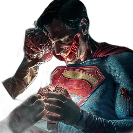 comic book art, concept art, superman, shown transparent PNG cut-out