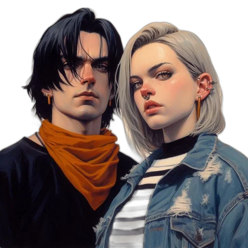 jacket, face, comic book art, concept art transparent PNG cut-out