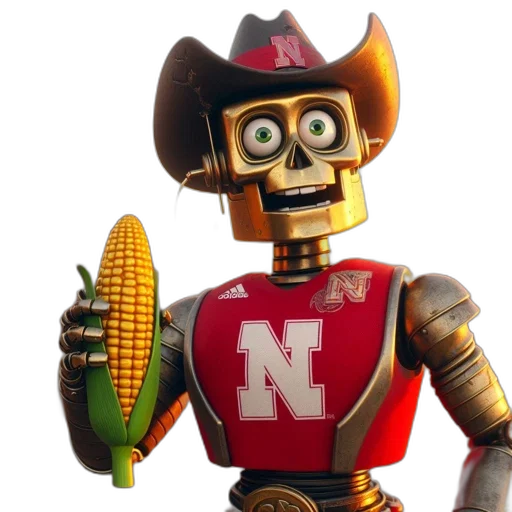 robot, 3d render, robot-cowboy, red transparent PNG cut-out