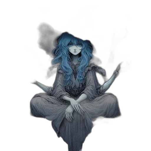 creature, mask, dress, staff transparent PNG cut-out