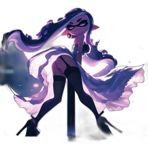 dress, staff, creature, hair transparent PNG cut-out