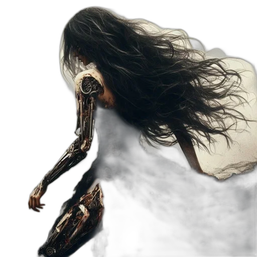 robot, hair, dress, creature transparent PNG cut-out