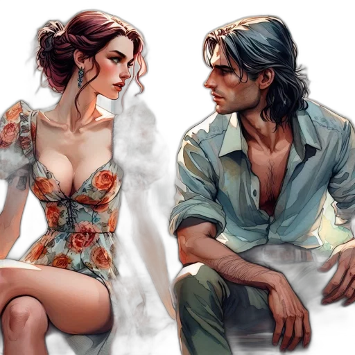 concept art, fantasy art, comic book art, watercolor transparent PNG cut-out