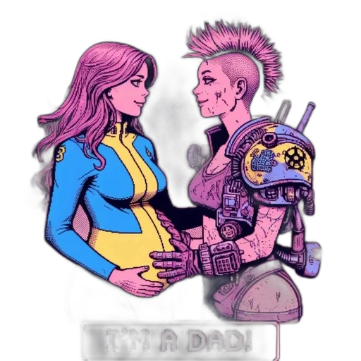 robot, comic book art, concept art, cyberpunk transparent PNG cut-out