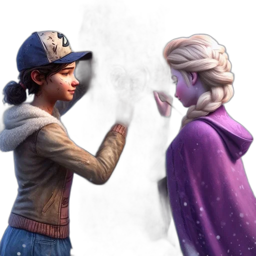 concept art, snow, fire, two transparent PNG cut-out