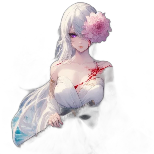 dress, flower, staff, weapon transparent PNG cut-out
