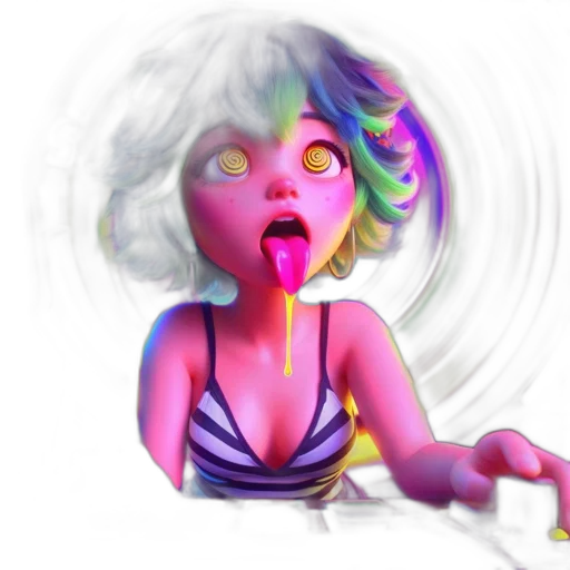 creature, concept art, 3d render, vaporwave transparent PNG cut-out