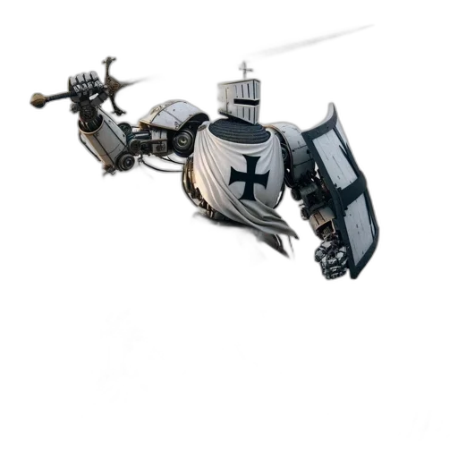 robot, weapon, concept art, 3d render transparent PNG cut-out