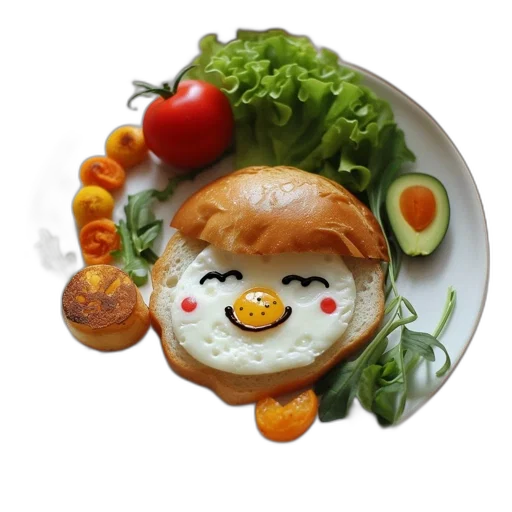 food, face, photorealistic, 3d render transparent PNG cut-out