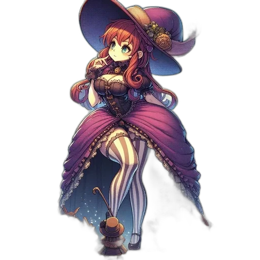 dress, staff, hat, crown transparent PNG cut-out
