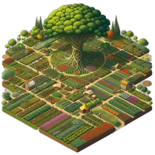 tree, concept art, pixel art, 3d render transparent PNG cut-out