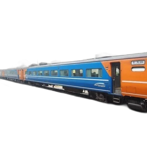 3d render, blue, orange, train transparent PNG cut-out