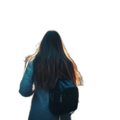 jacket, dress, hair, staff transparent PNG cut-out