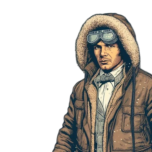 jacket, hat, face, comic book art transparent PNG cut-out