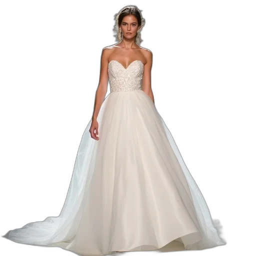 dress, wedding, gown, strapless transparent PNG cut-out