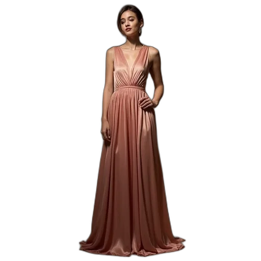 dress, earth tones, golden, classic transparent PNG cut-out