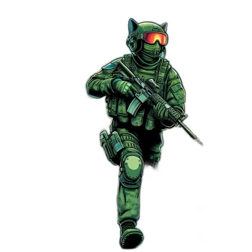 robot, weapon, mask, jacket transparent PNG cut-out