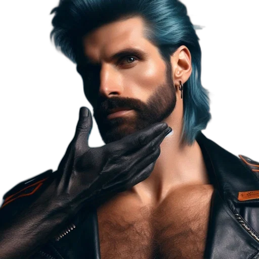 hair, jacket, face, cyberpunk transparent PNG cut-out