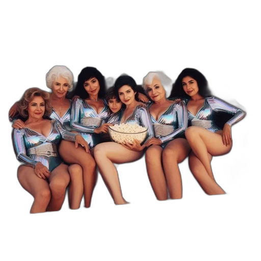 underwater, six, women, sit transparent PNG cut-out