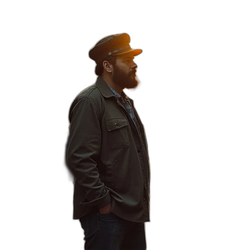 jacket, hat, staff, face transparent PNG cut-out