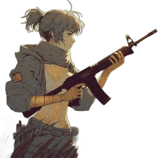 weapon, jacket, staff, concept art transparent PNG cut-out