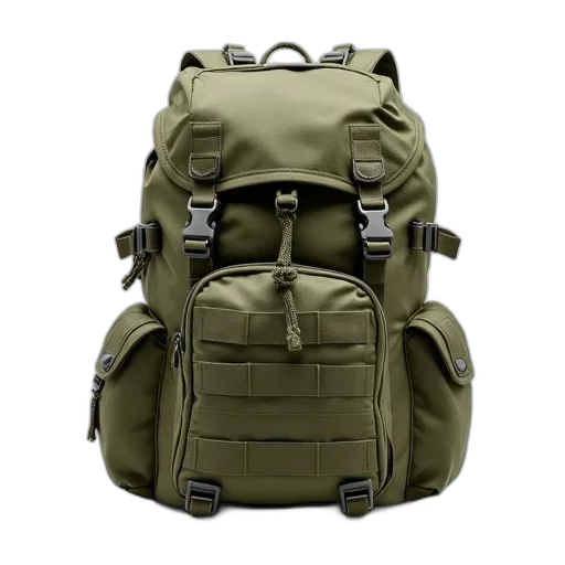 jacket, 3d render, military-style, backpack transparent PNG cut-out